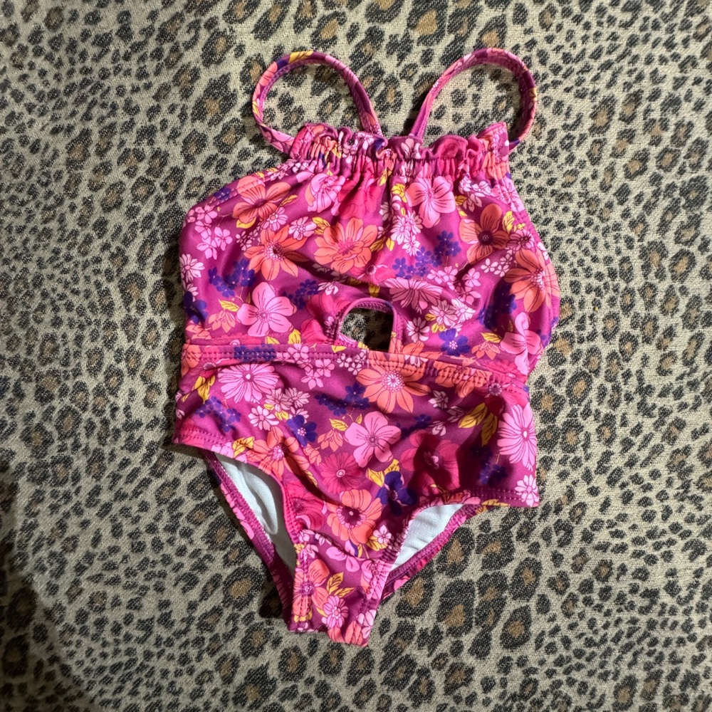 Wonder Nation Pink Floral One Piece Swimsuit